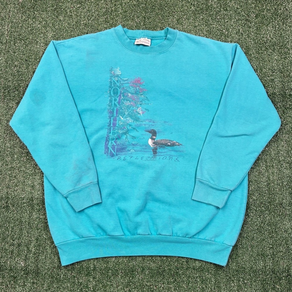 Vintage 90s Northern Reflections Loon Nature Graphic Crewneck Sweater